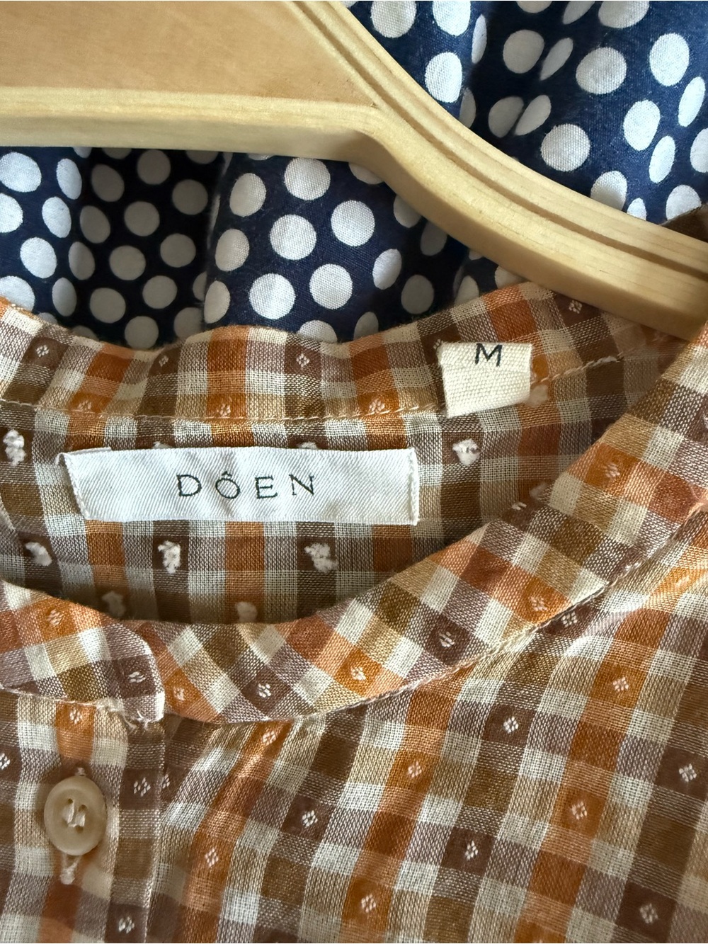 Doen Scarlet Orange Meringue Plaid Buttoned Peasant Cottagecore Top - Picture 5 of 9